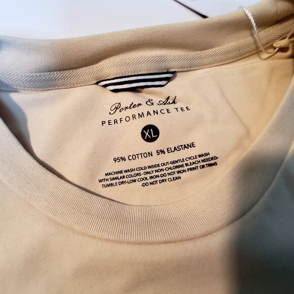 Porter & Ash Mens Performance Stretch Tee Size  XL Colorblock Beige/White/Black - Picture 5 of 10